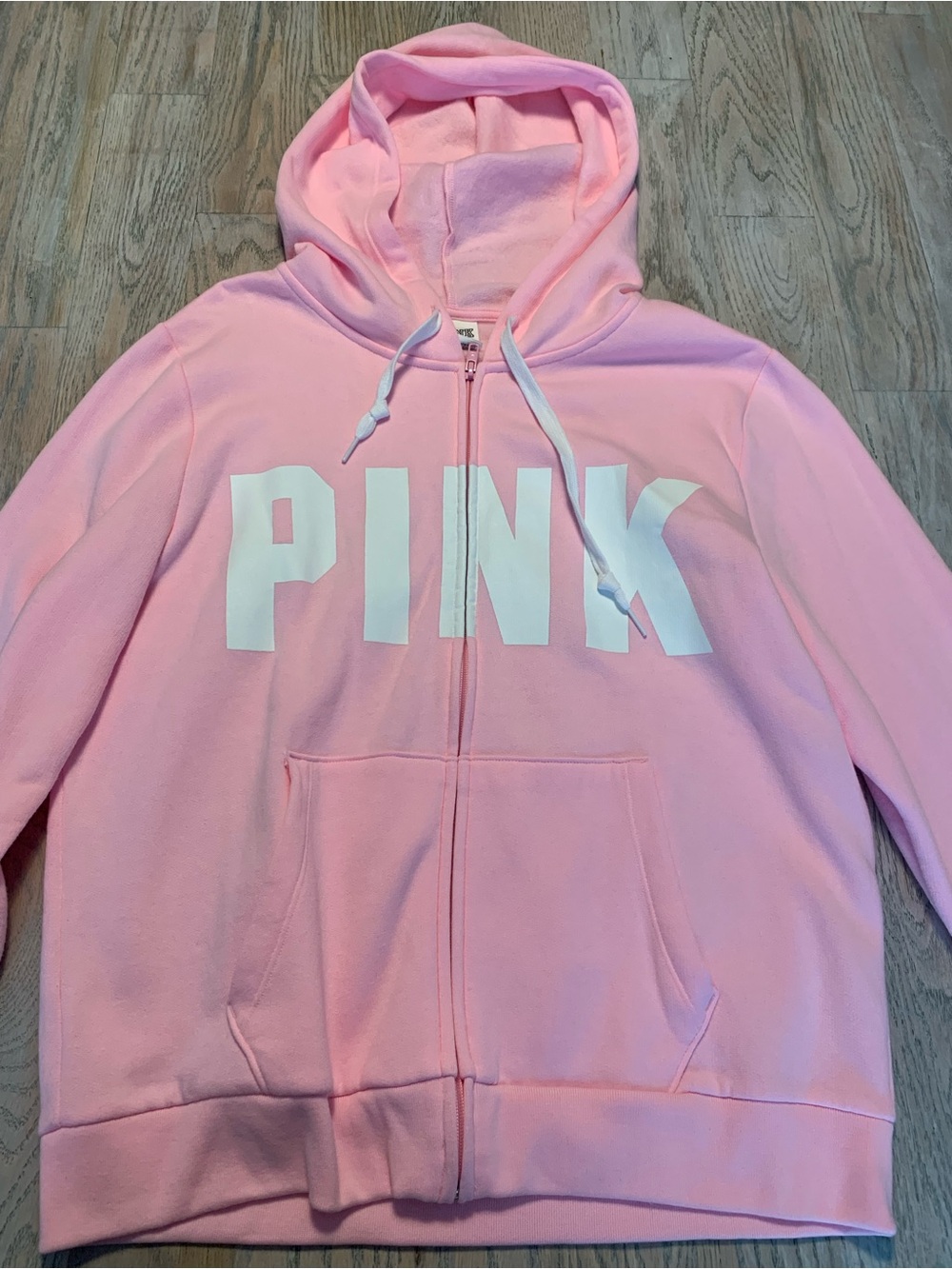 PINK Victoria's Secret Pink Zip-Up Hoodie with White Drawstrings